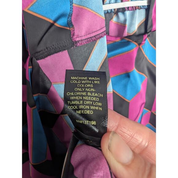 HOUSE OF HARLOW 1960 Satin Wrap 52" Long Maxi Dress Bold Geometric Print Retro - Picture 11 of 11